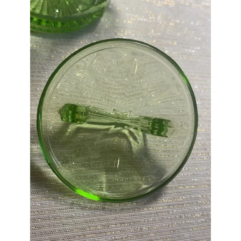 Vintage 1930s Green Depression Glass Creamer With Lid Anchor Hocking Colonial!